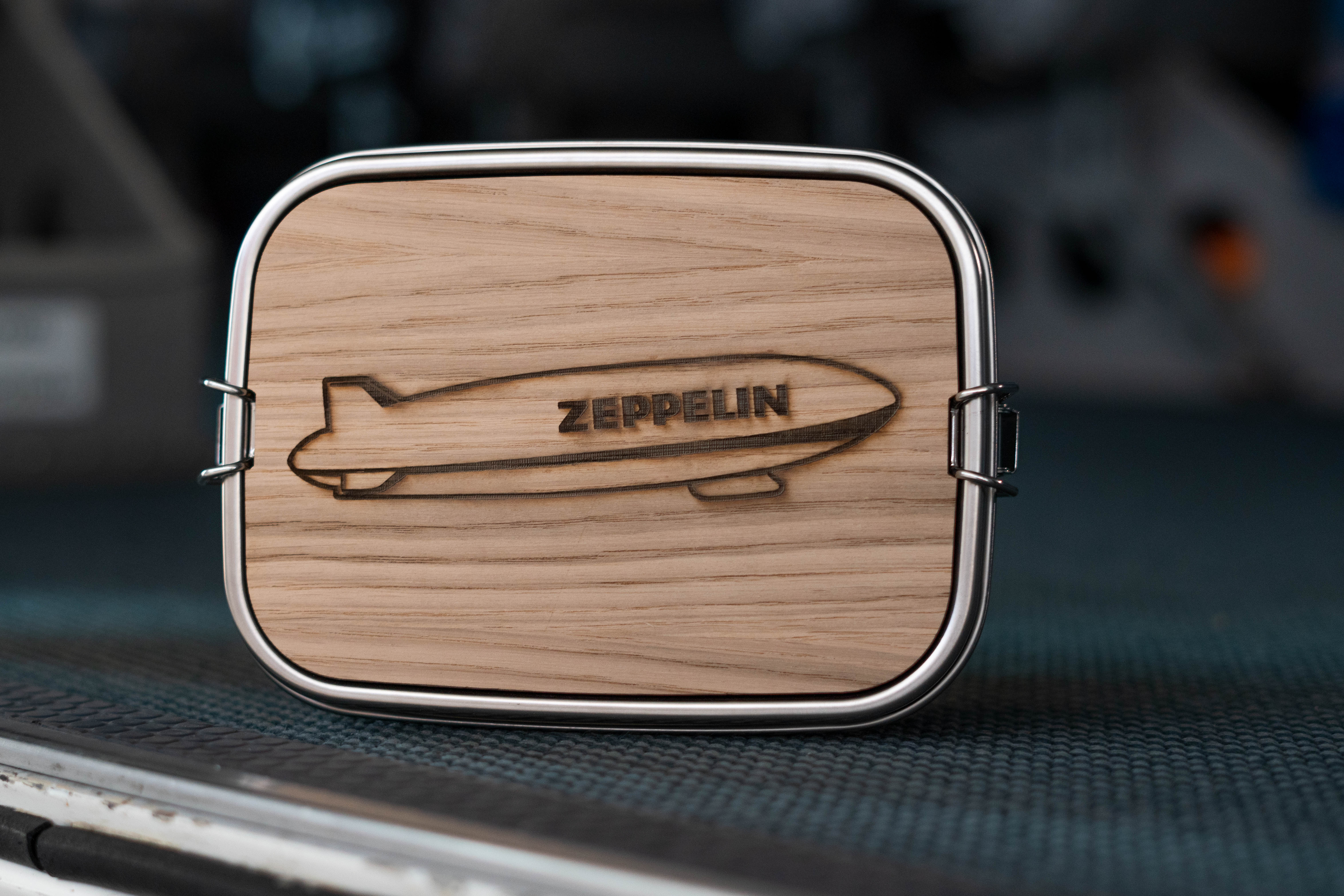 Premium Brotzeitbox Edelstahl mit Brettchen inkl. Gravur