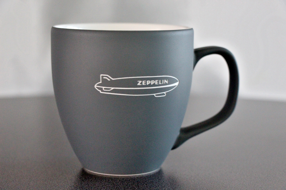 Kaffeetasse GRAU matt Gravur "Zeppelin"